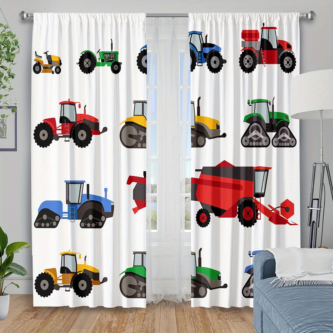 Agriculture Farming For Kids - Zasłona z motywem kreskówkowego traktora, kolorowy